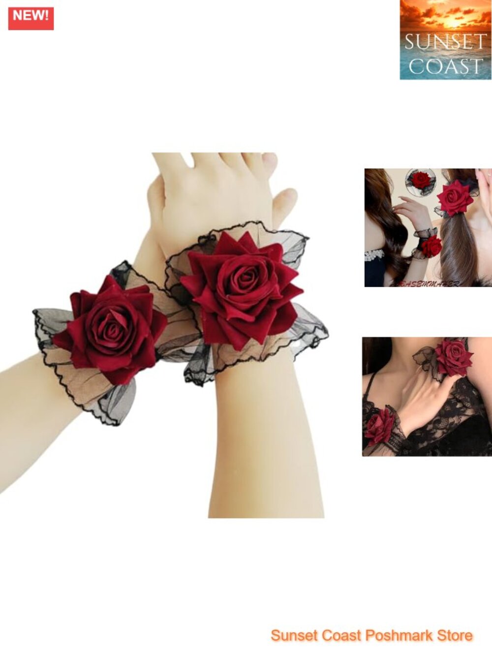 Girls Lace Gloves Rose Wrist Cuffs Special Occasion Dress Accessories